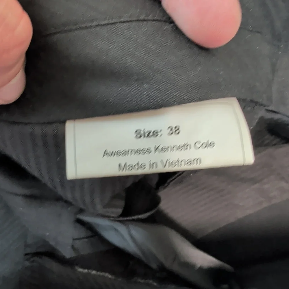 Awearness Kenneth Cole Modern Slim Fit Suit Set 42R Black Wool Professional